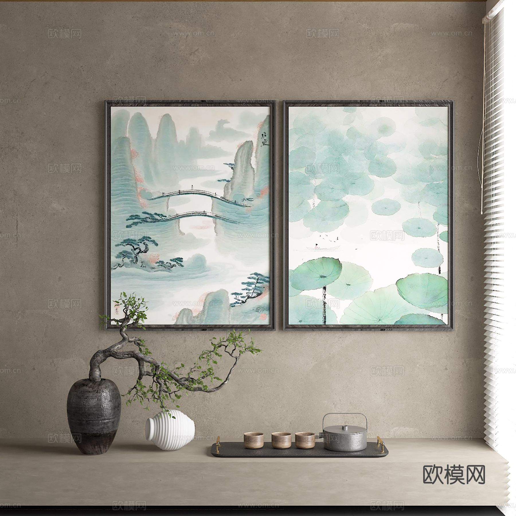 新中式装饰画3d模型