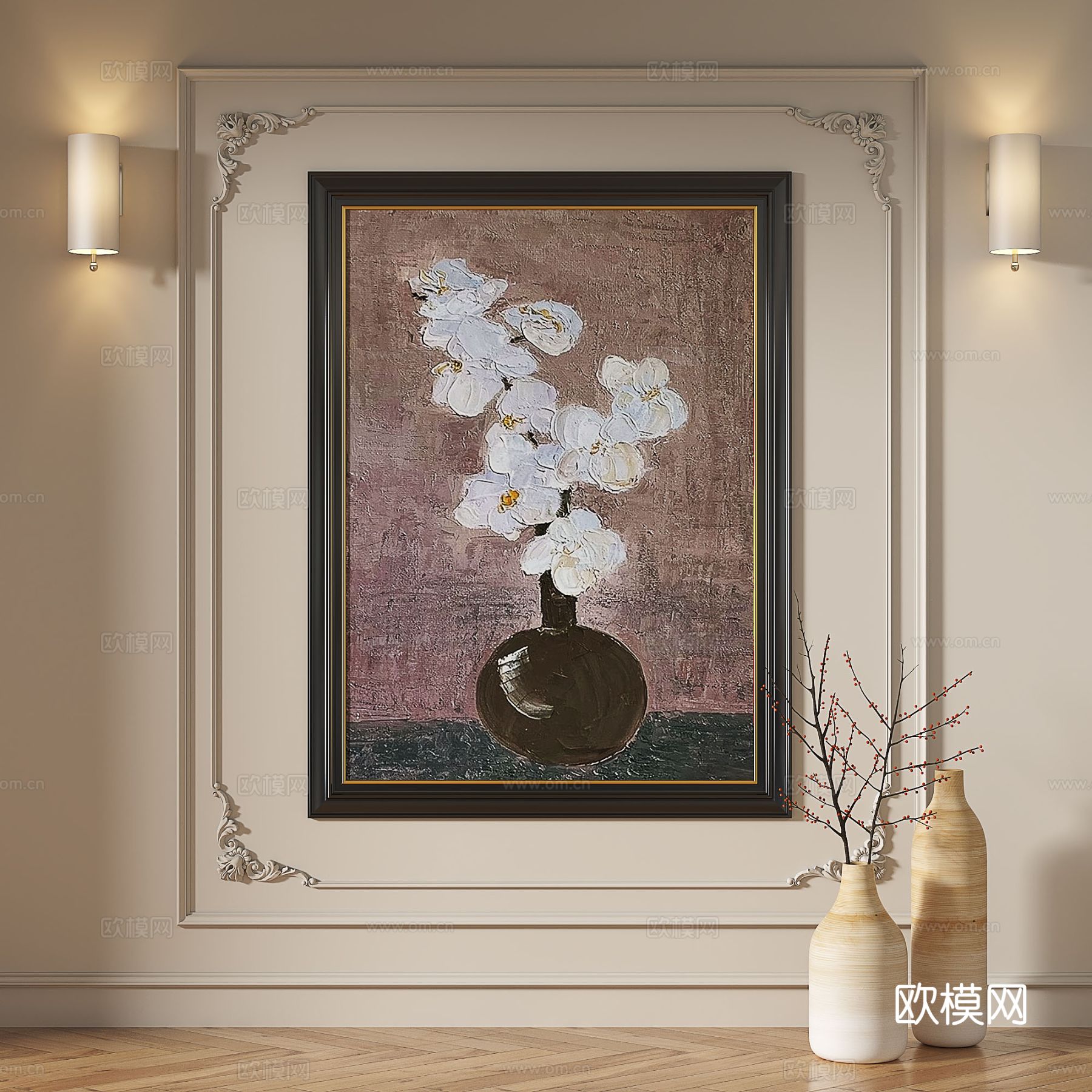 法式挂画 复古油画 欧式壁画 古典装饰画 抽象画 装饰画3d模型
