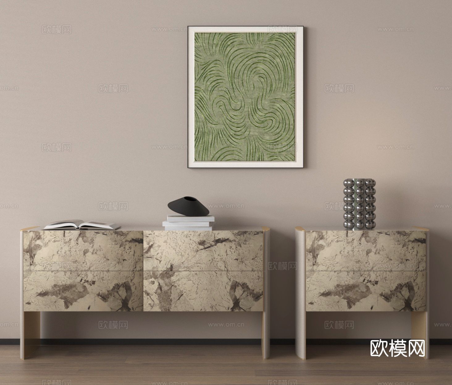 玄关柜 边柜 挂画 装饰画 储物柜su模型