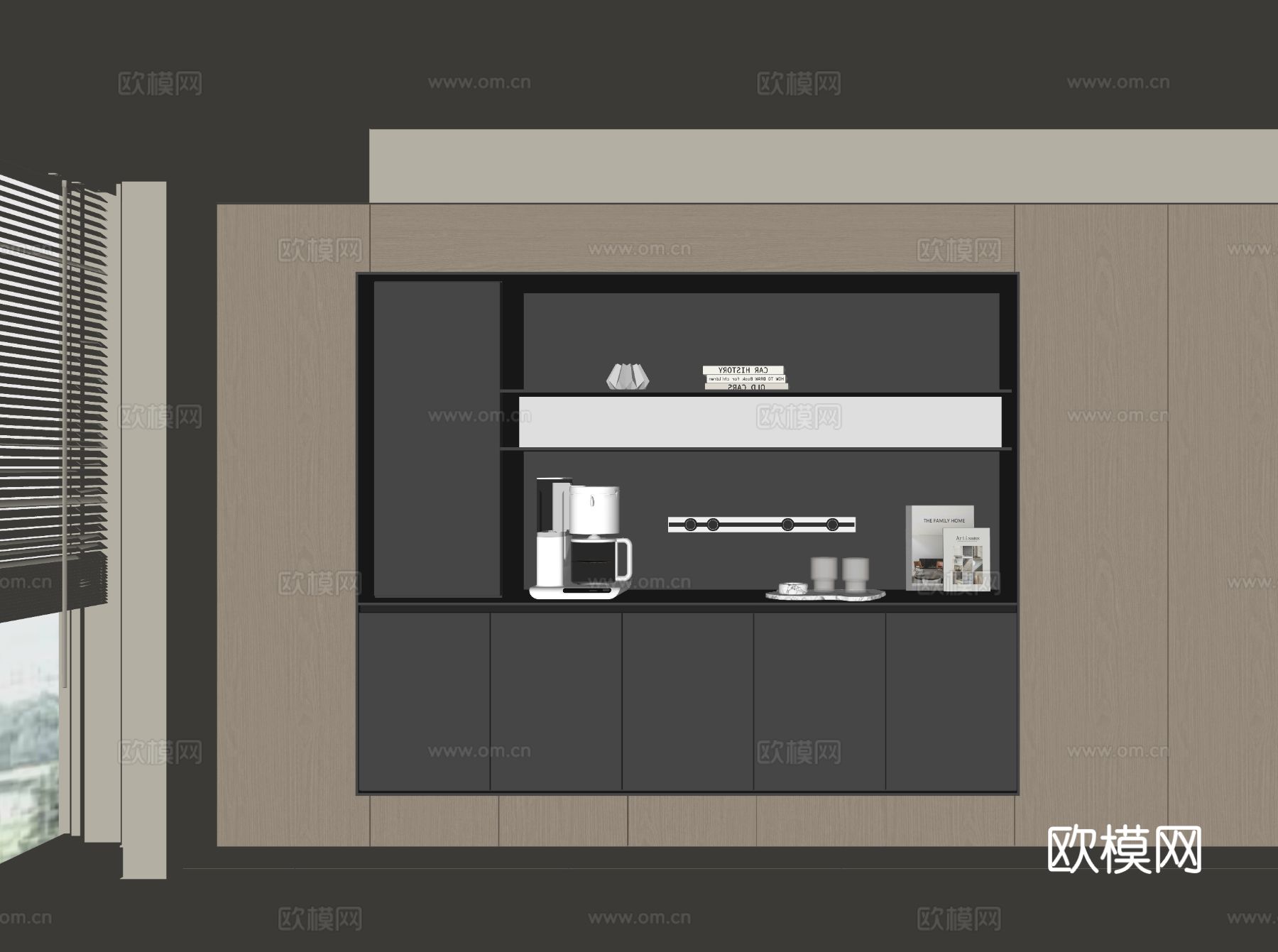 现代酒柜 餐边柜su模型下载（渲染图2）