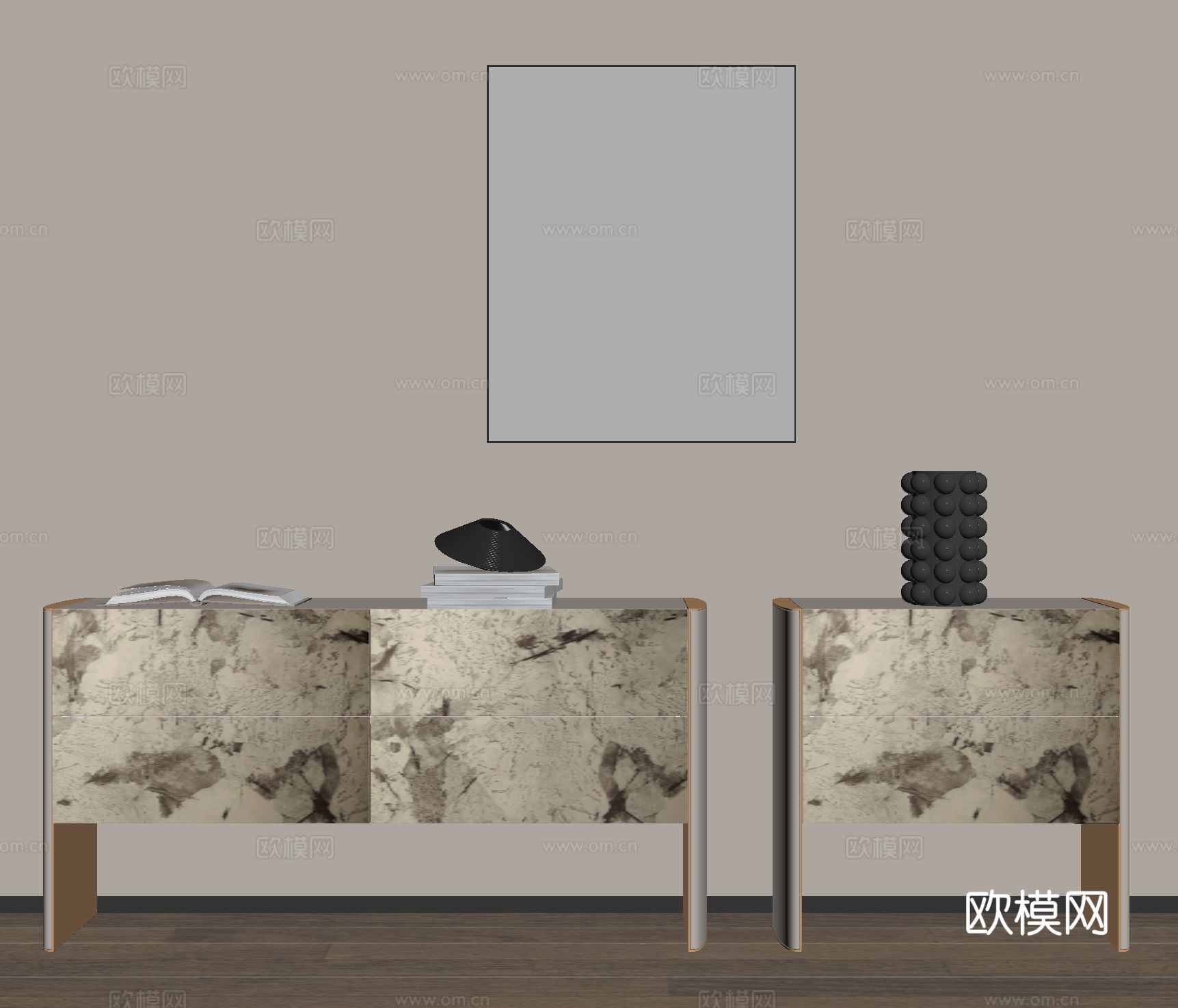 玄关柜 边柜 挂画 装饰画 储物柜su模型
