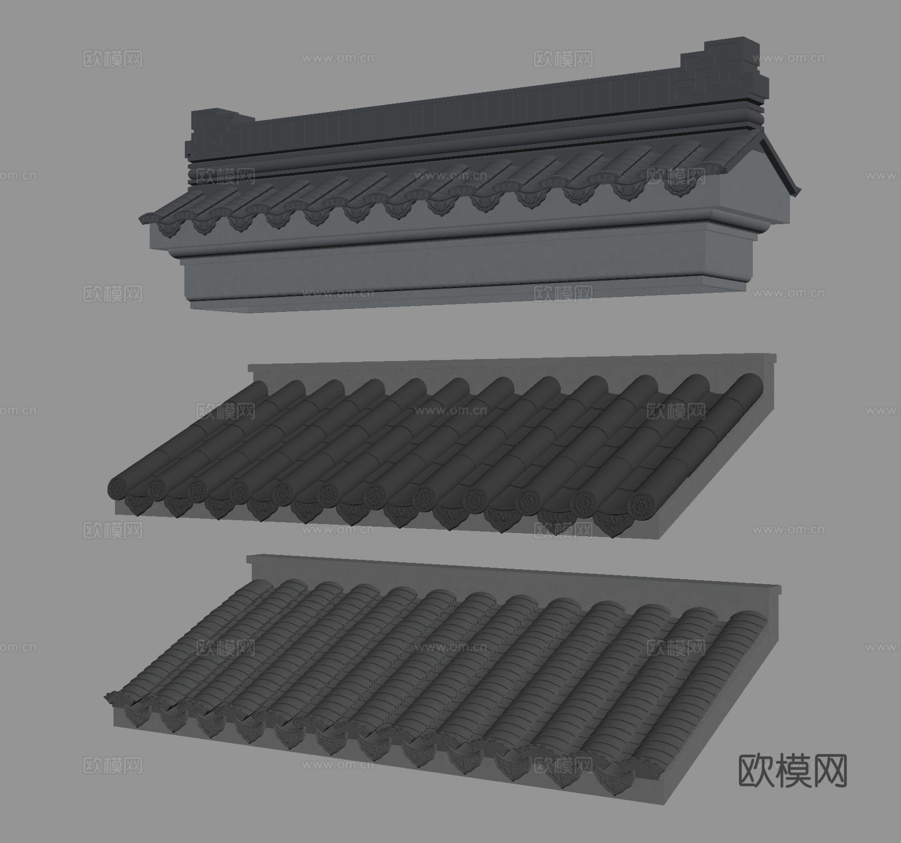 中式屋檐 屋顶 瓦片 屋脊 飞檐su模型