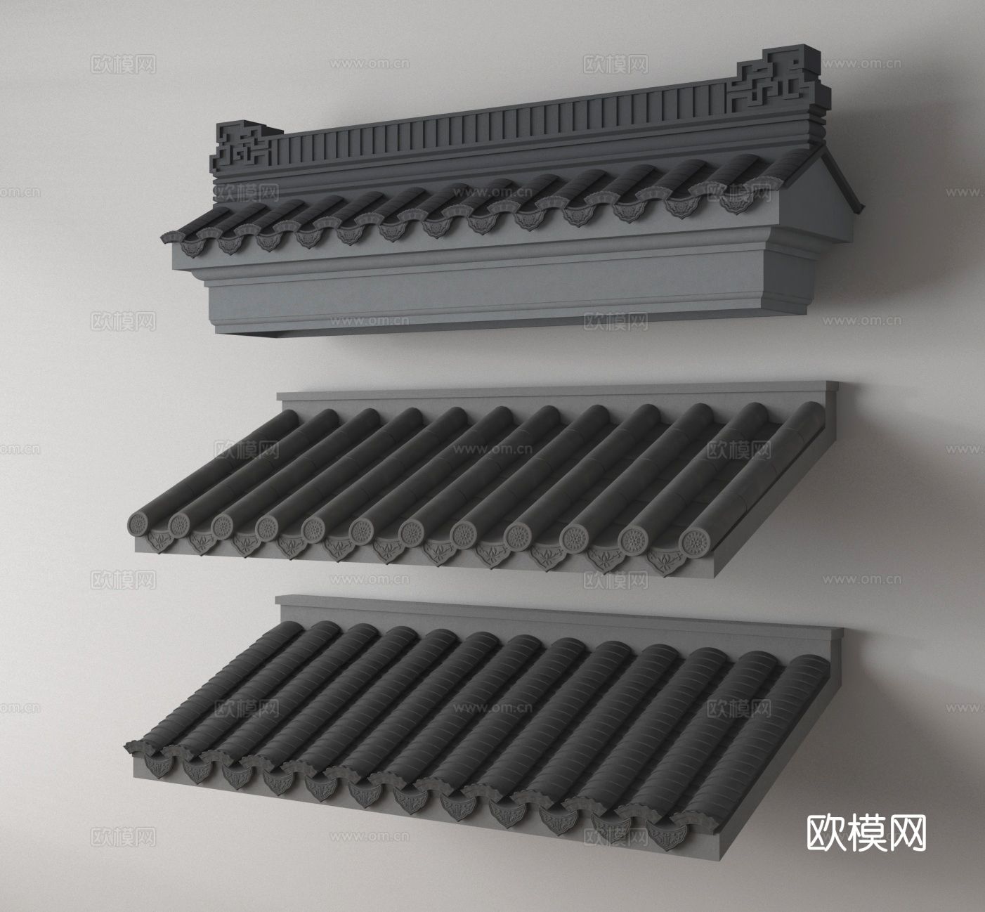 中式屋檐 屋顶 瓦片 屋脊 飞檐su模型