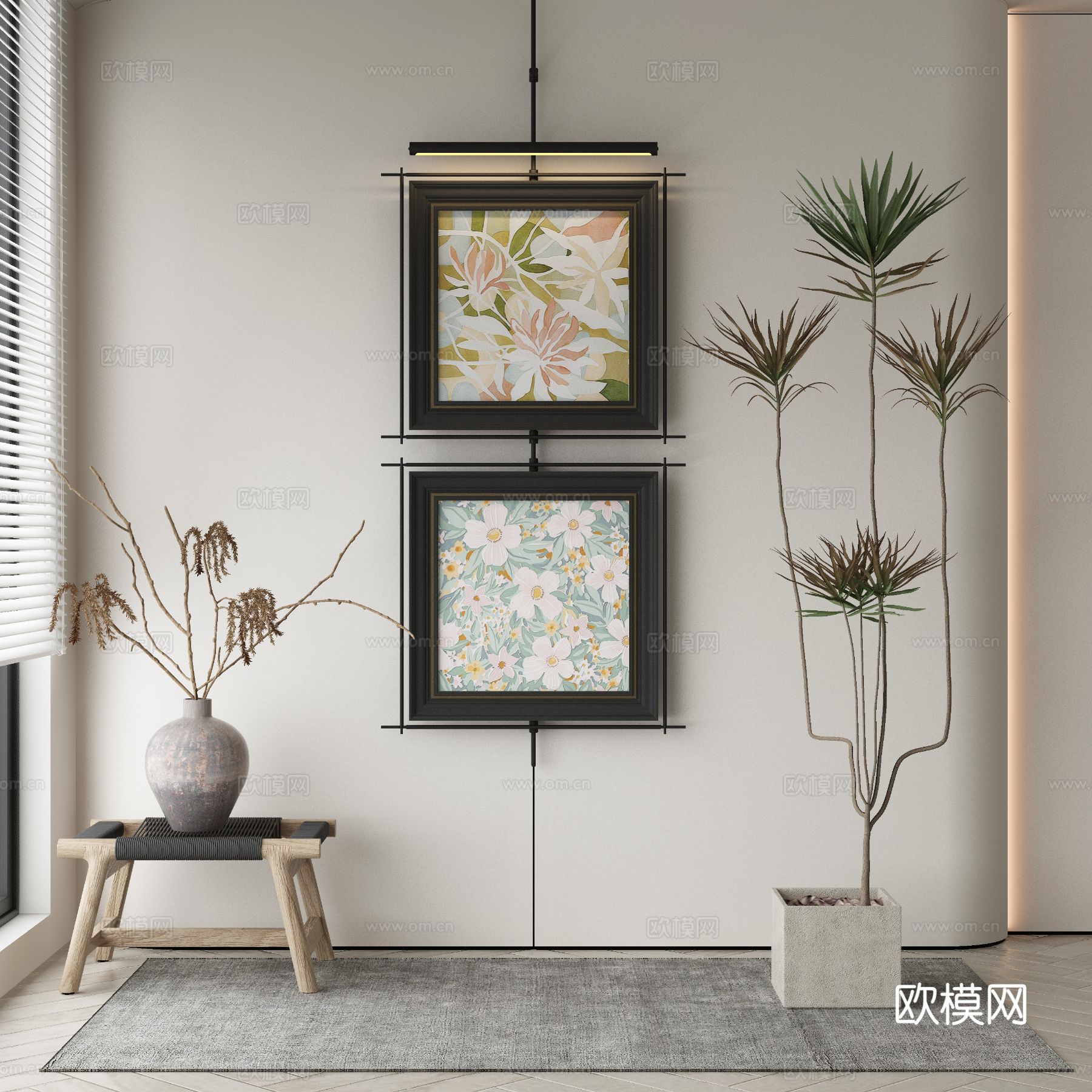 现代侘寂挂画3d模型