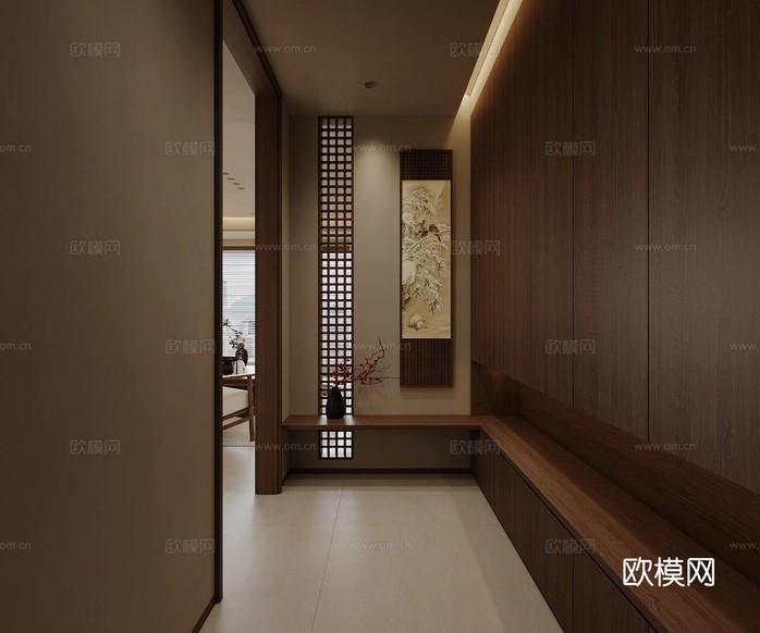 宋式美學(xué)大平層裝修效果圖下載(渲染圖10)