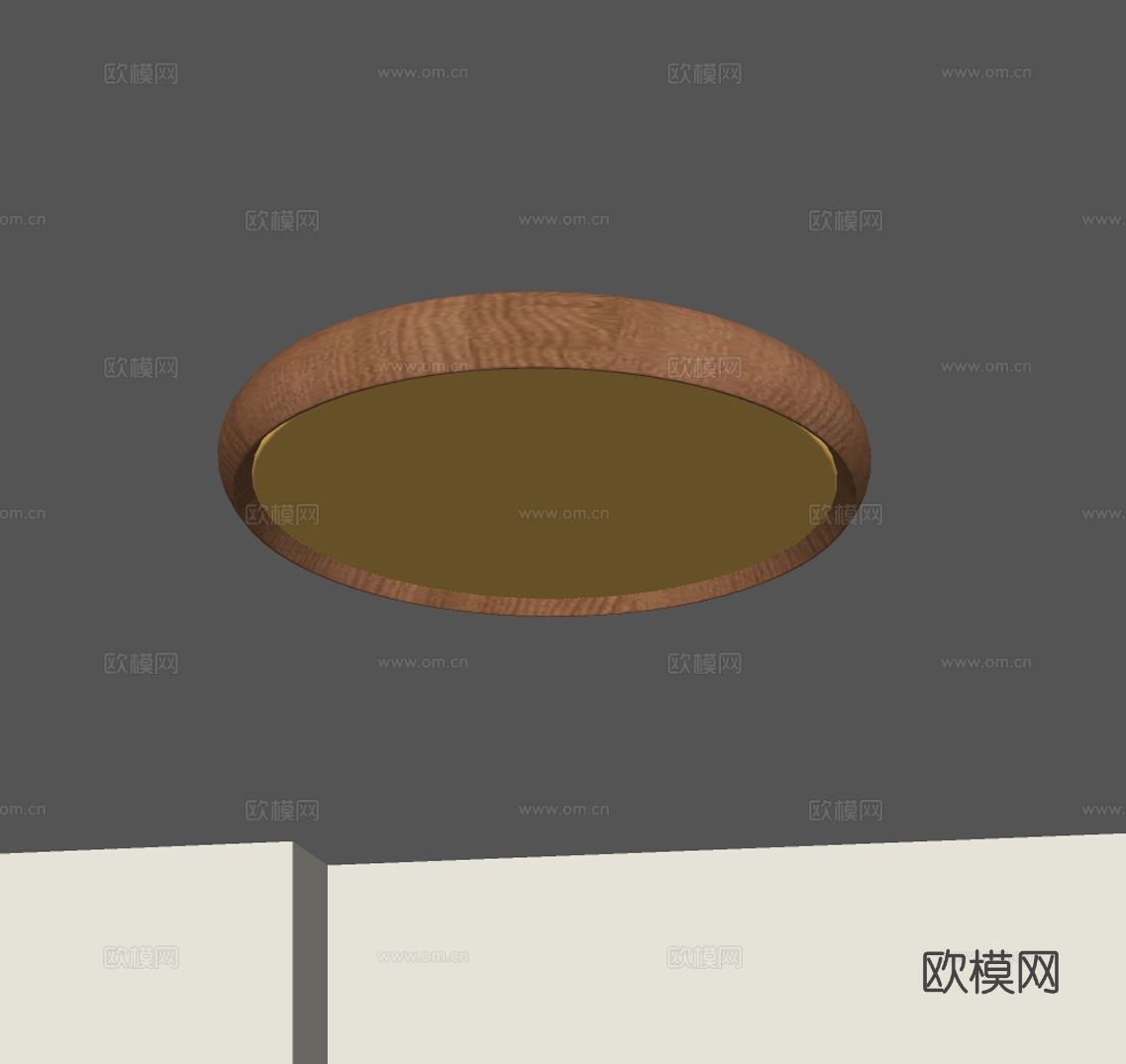 中古实木吸顶灯su模型