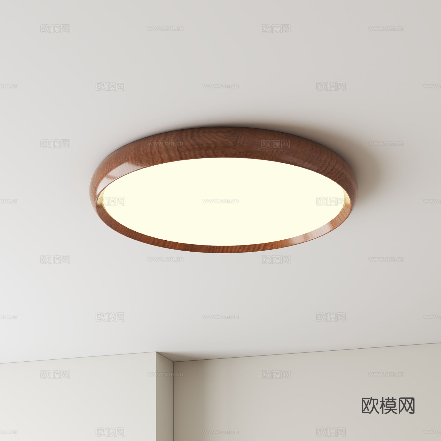 中古实木吸顶灯su模型