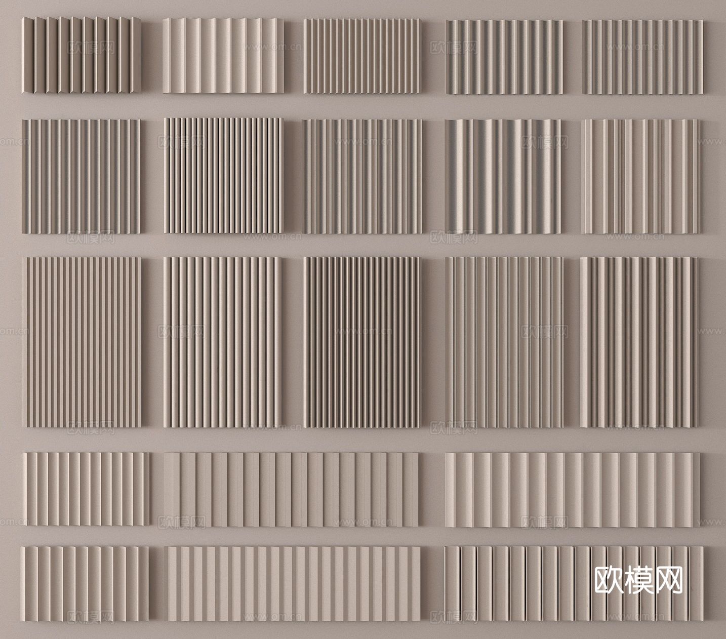 波浪板 长城板 格栅板 护墙板3d模型