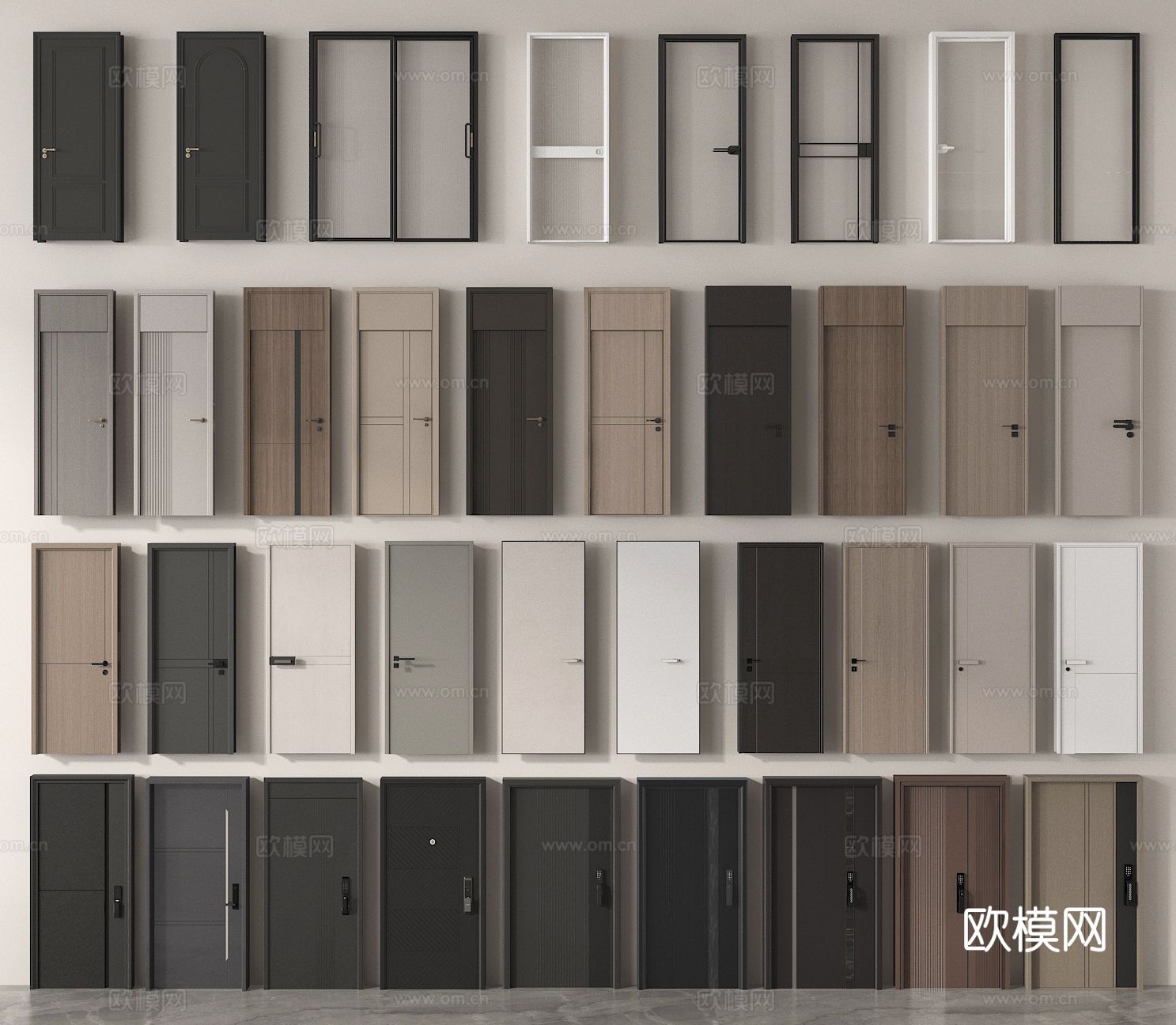 单开门 防盗门 玻璃门 厨卫门 卧室门 进户门su模型