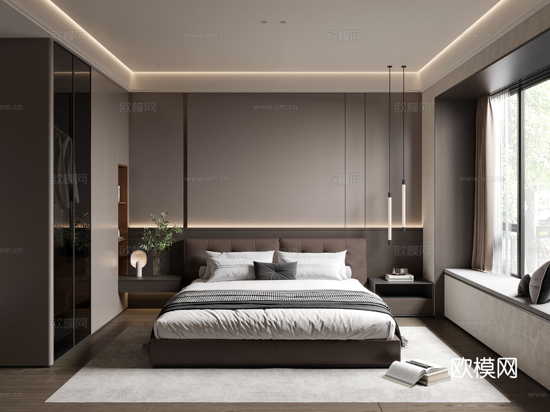 现代卧室3d模型下载