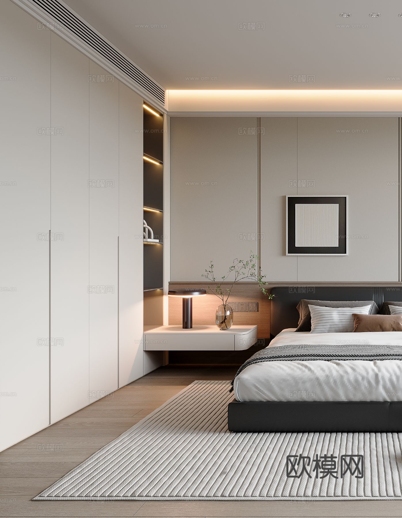 现代卧室3d模型下载（渲染图2）