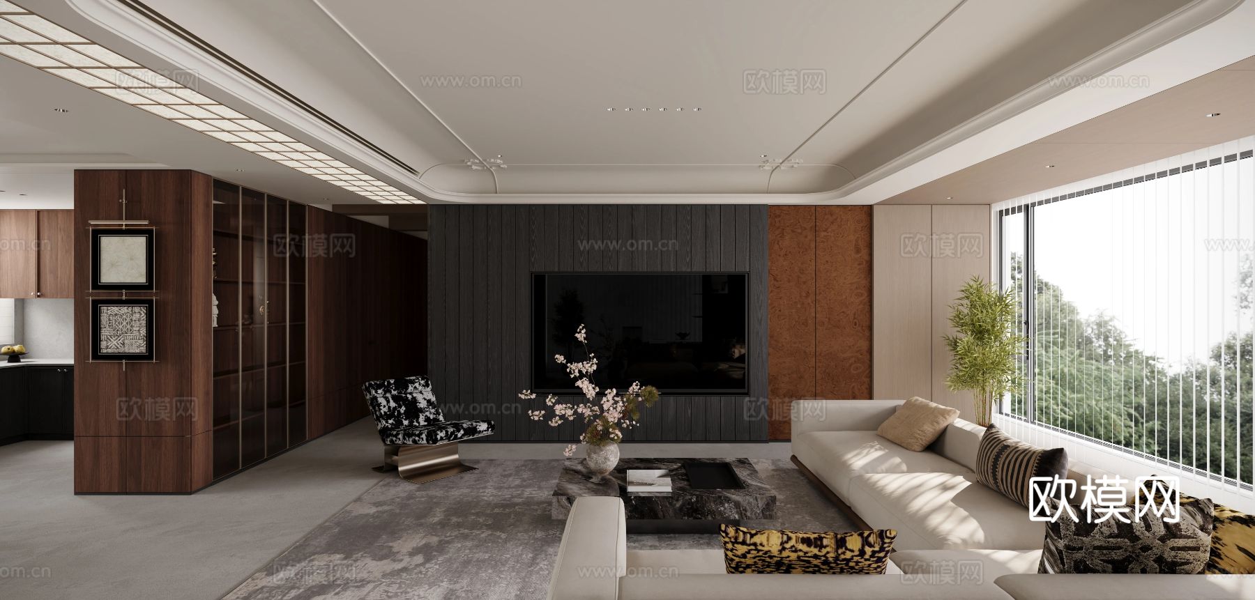 现代简约老钱风装修效果图下载（渲染图3）