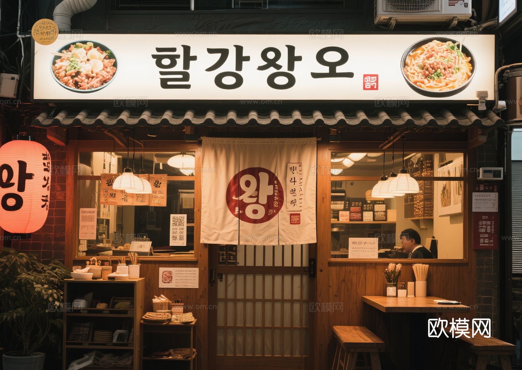 韩国料理店 餐饮空间 韩国料理装修效果图下载（渲染图2）