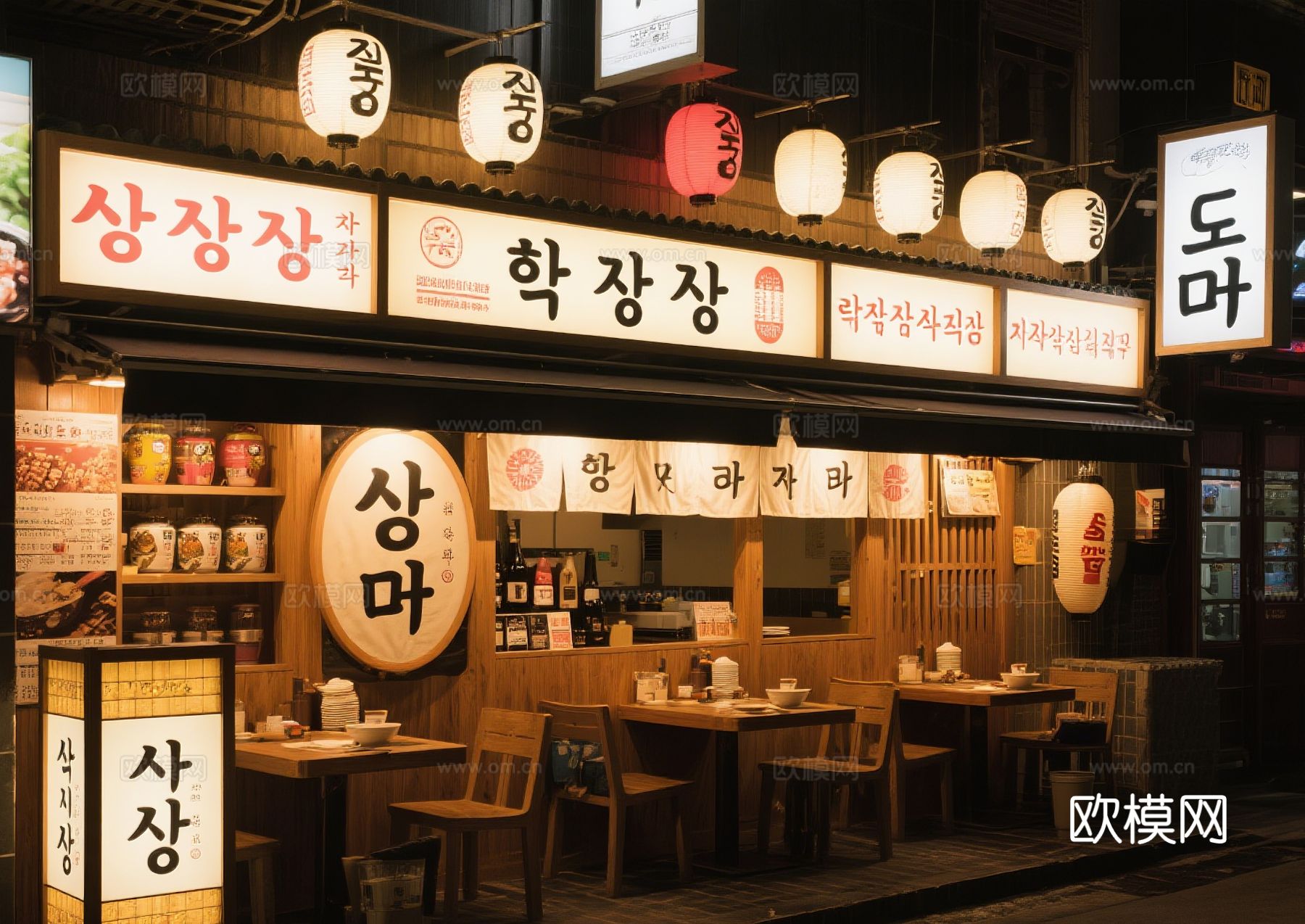 韩国料理店 餐饮空间 韩国料理装修效果图下载（渲染图3）