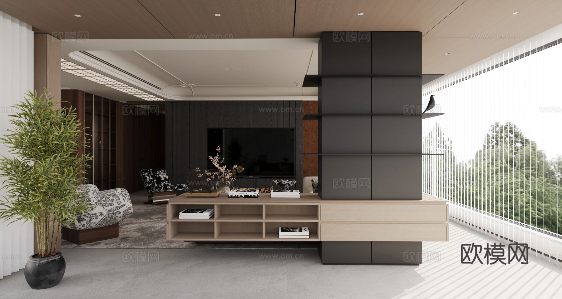 现代简约老钱风装修效果图下载（渲染图6）