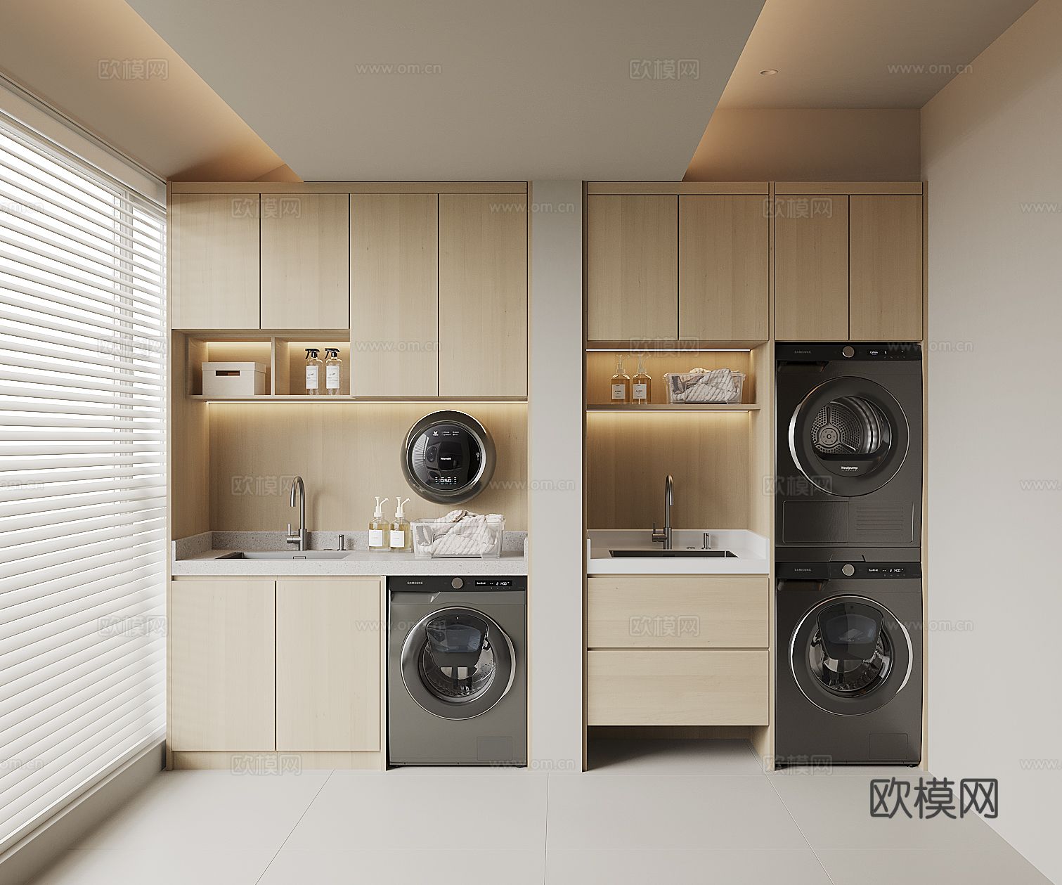 现代洗衣机柜3d模型