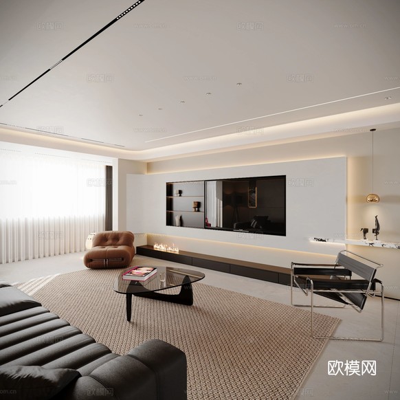 現(xiàn)代簡約大平層裝修效果圖下載(渲染圖15)