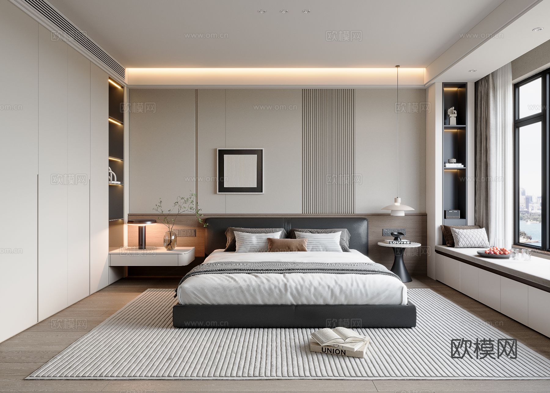 现代卧室3d模型下载（渲染图1）