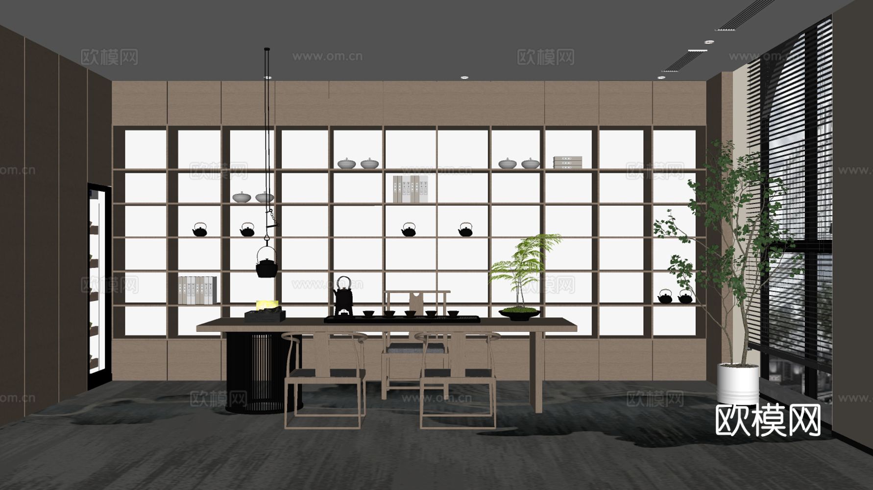 现代茶室 会所茶室 办公室茶室 茶桌椅 茶室柜 茶具 现代茶su模型