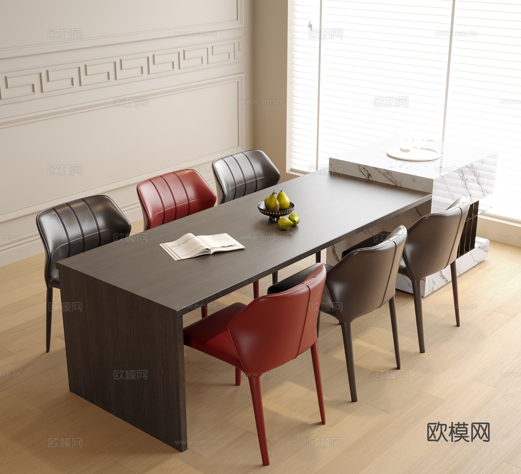 现代餐桌椅 餐椅 餐桌3d模型