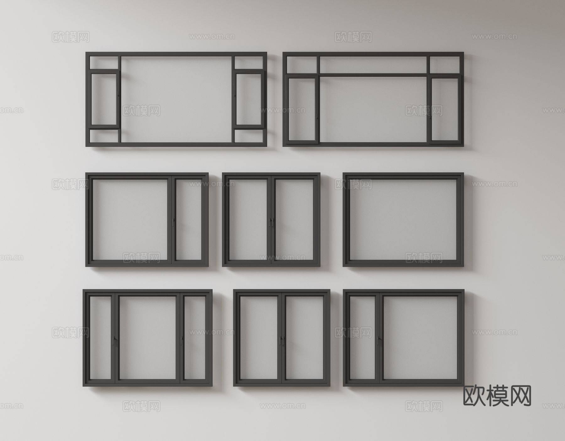 现代窗户组合 窗户玻璃窗 落地窗阳台窗 飘窗卧室窗 推拉窗su模型