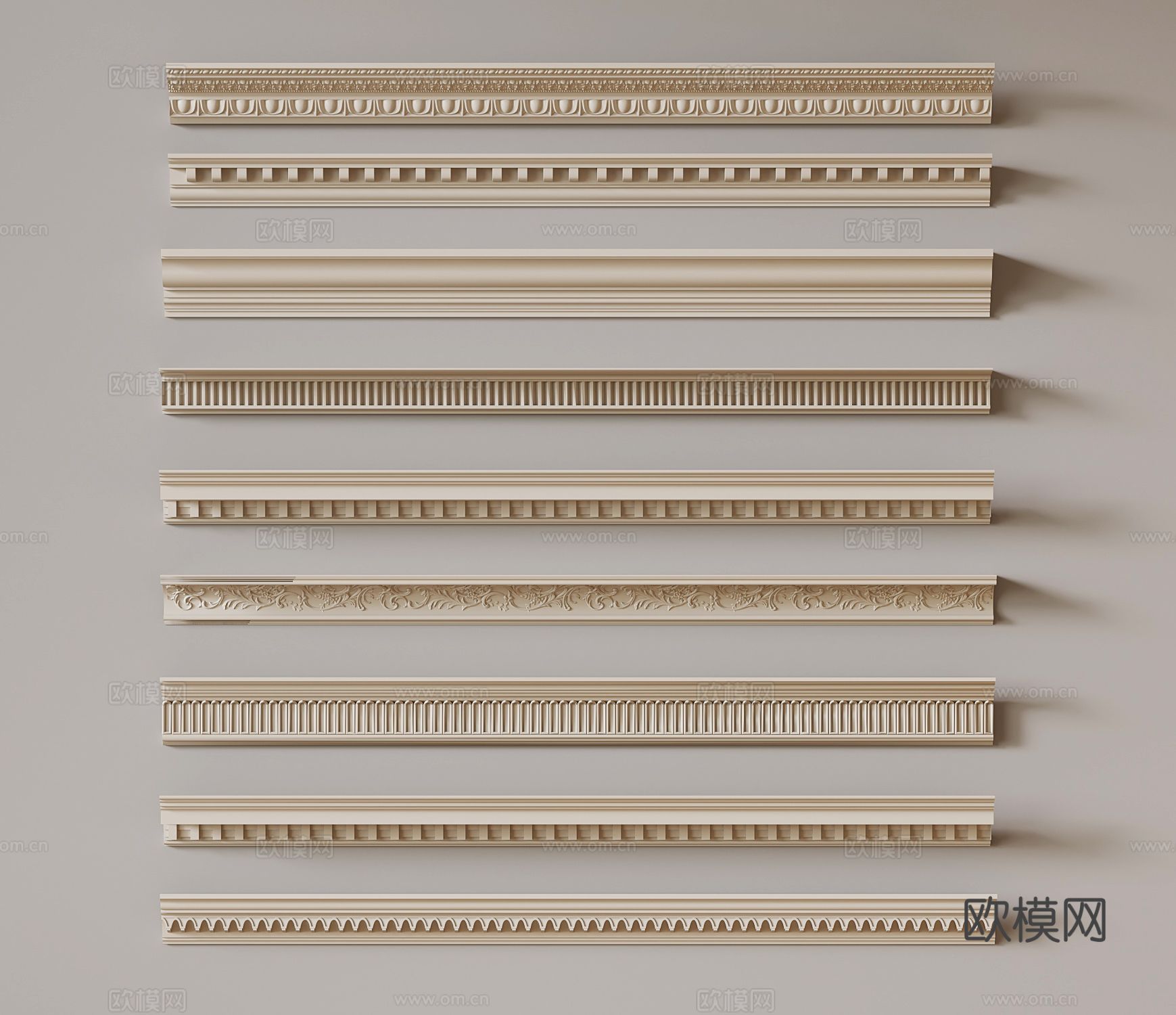 法式线条 石膏线su模型下载（渲染图1）
