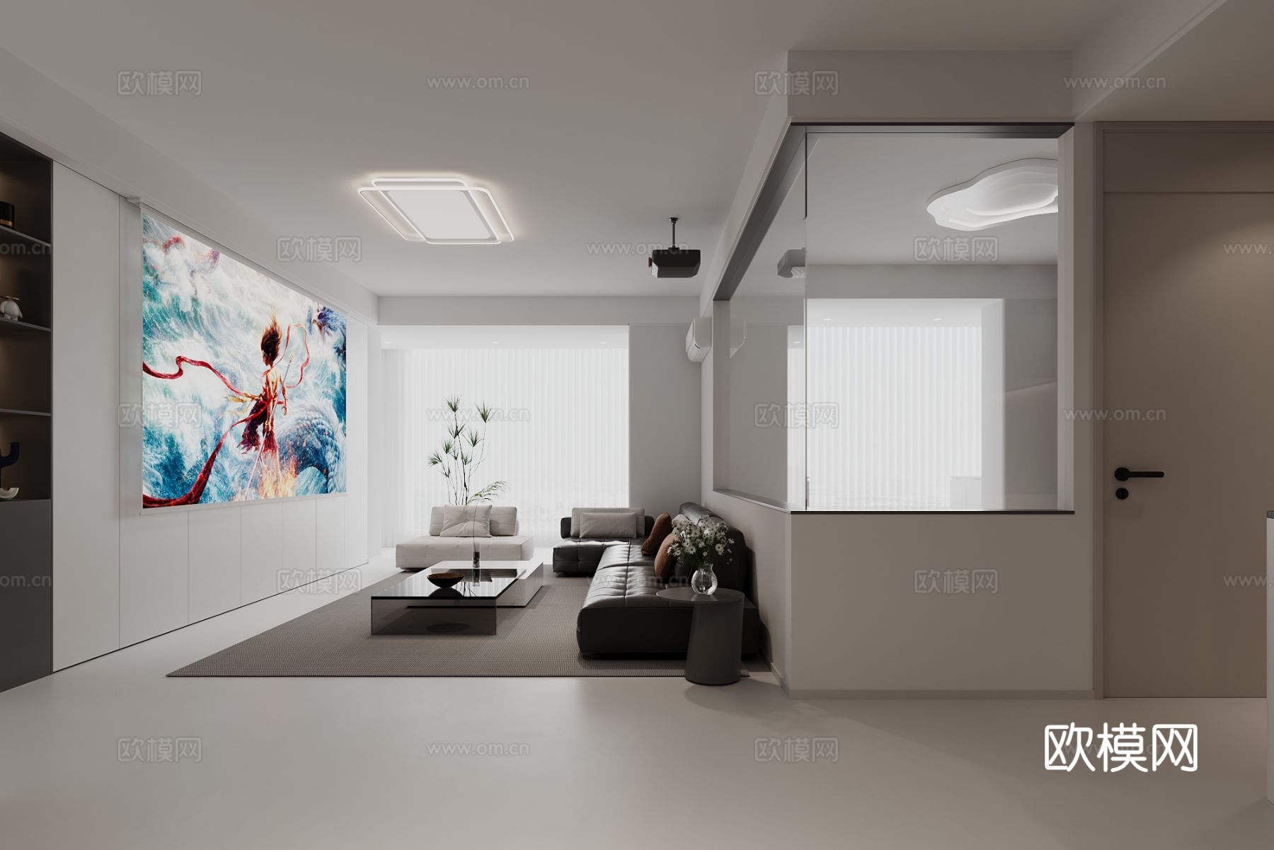 现代简约客厅3d模型