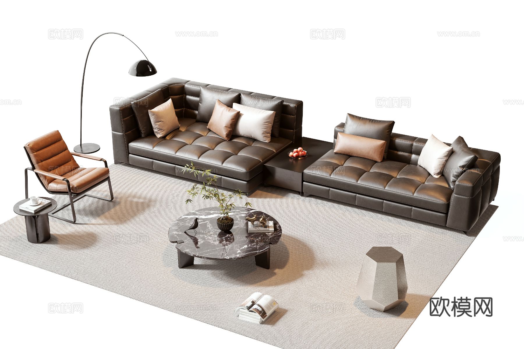 Minotti 现代沙发茶几组合3d模型