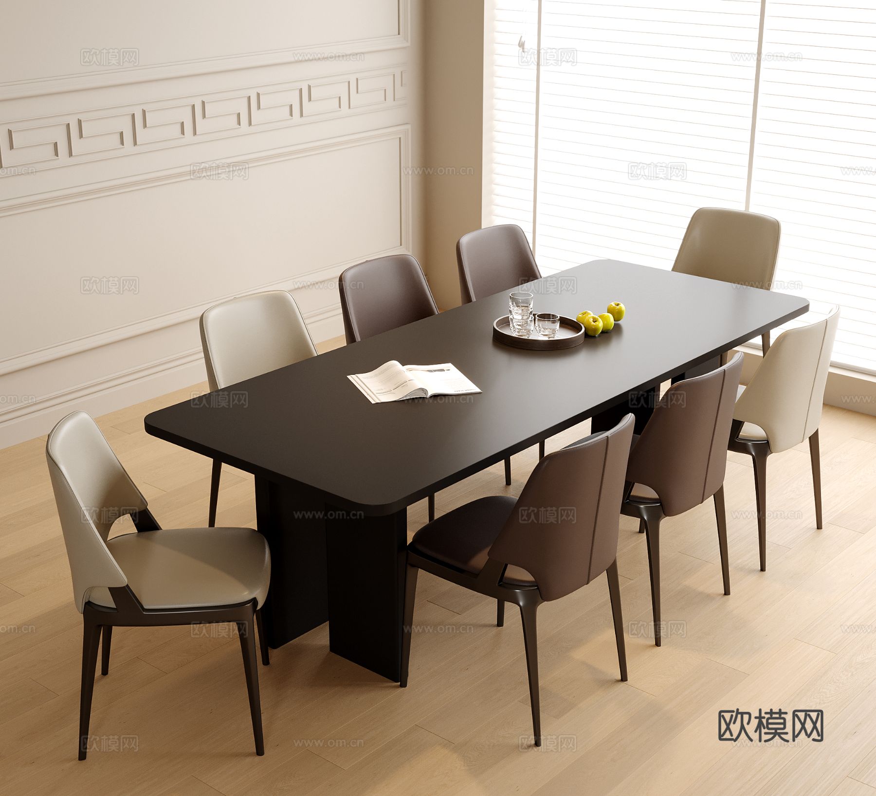 现代餐桌椅 餐椅 单椅su模型