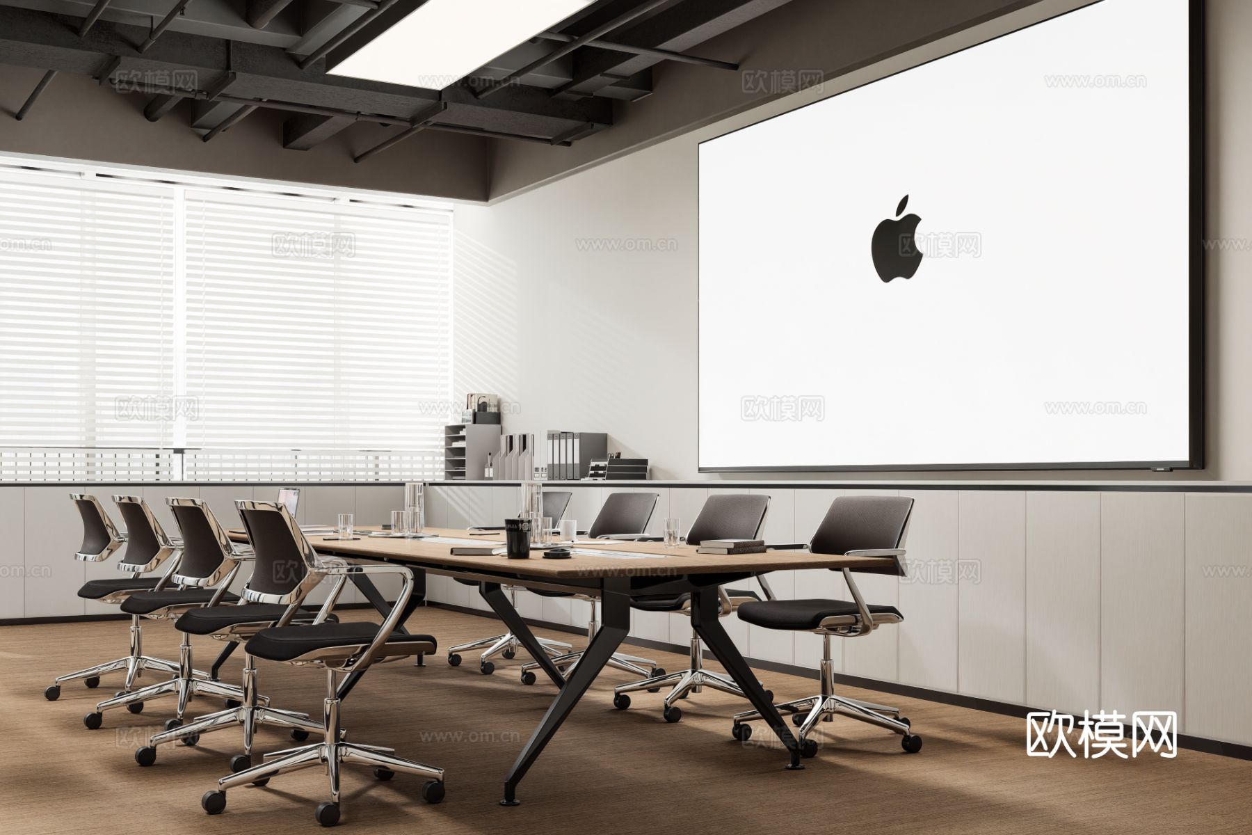 现代吧台 会议厅 办公空间效果图下载（渲染图2）