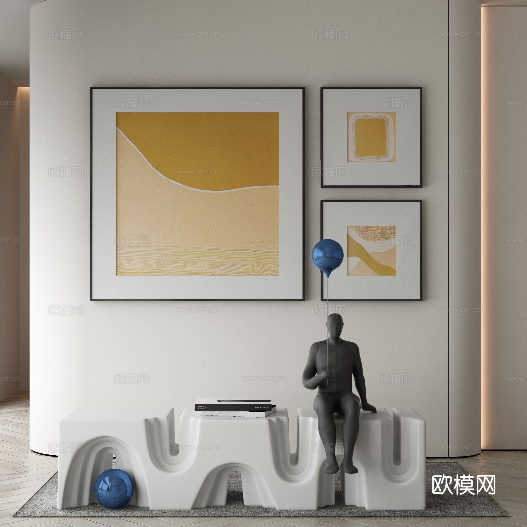 侘寂挂画 油画3d模型