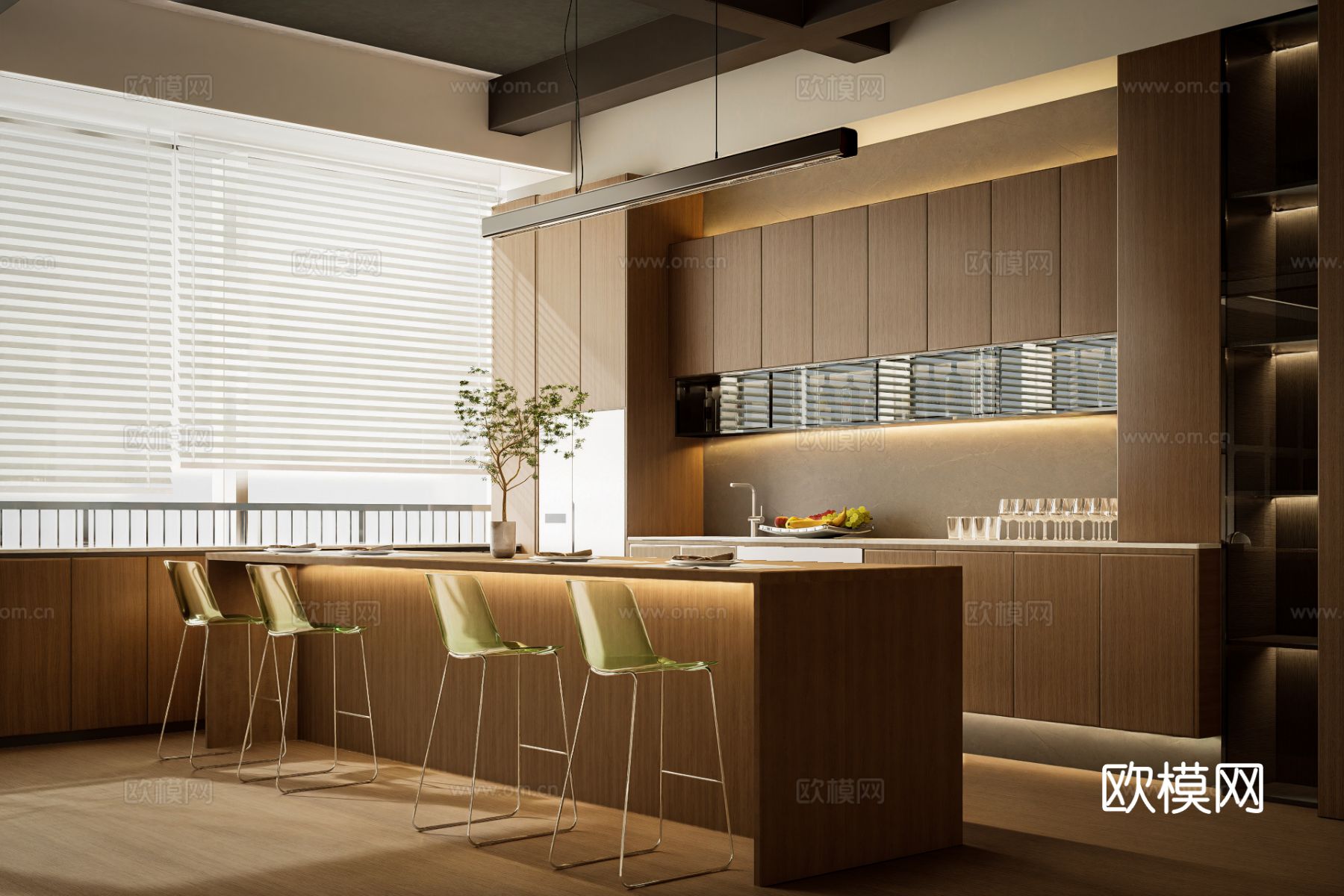 现代吧台 会议厅 办公空间效果图下载（渲染图4）