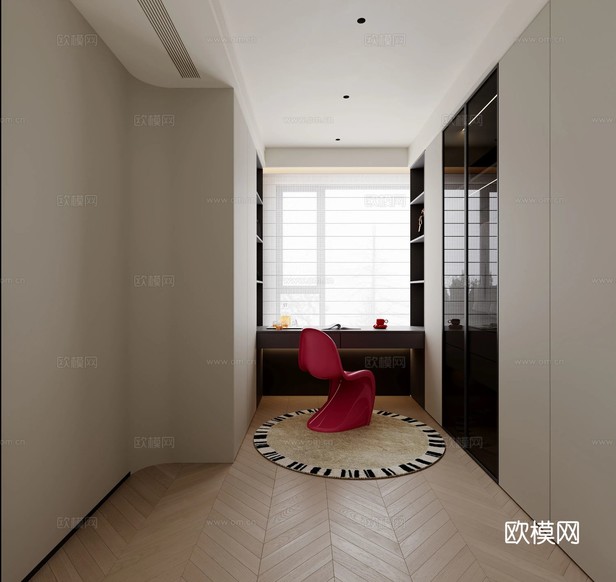 現(xiàn)代簡約大平層客餐廳效果圖下載(渲染圖4)