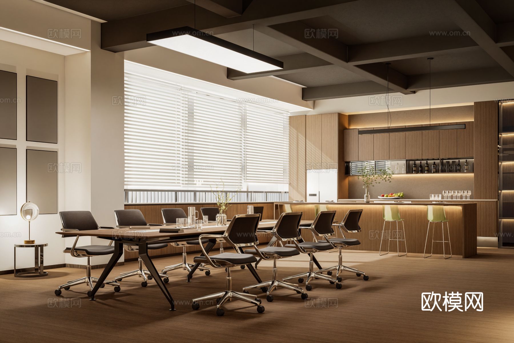 现代吧台 会议厅 办公空间效果图下载（渲染图1）