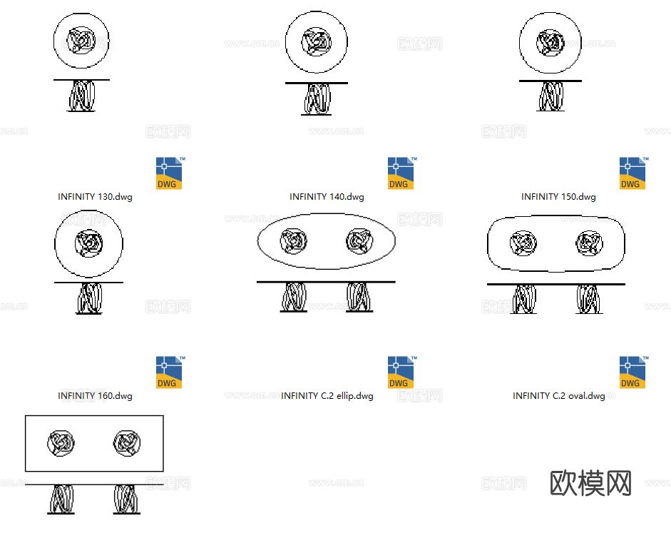 Porada 餐桌 家具CAD三视图