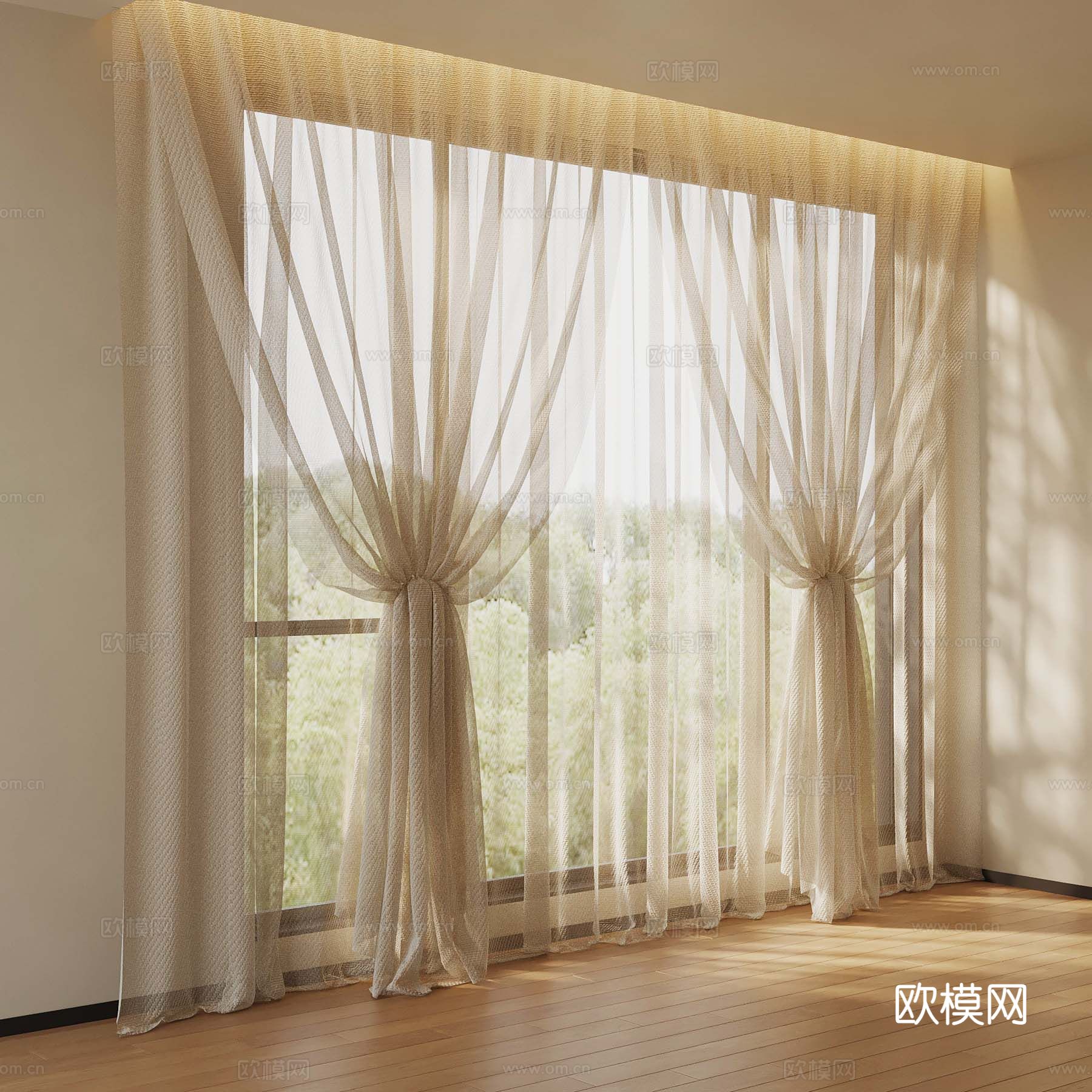 法式纱帘su模型