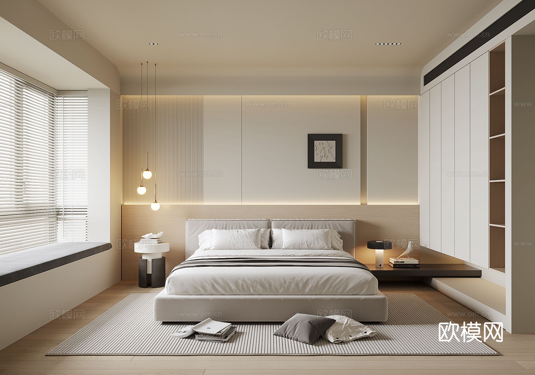 现代家居卧室3d模型下载
