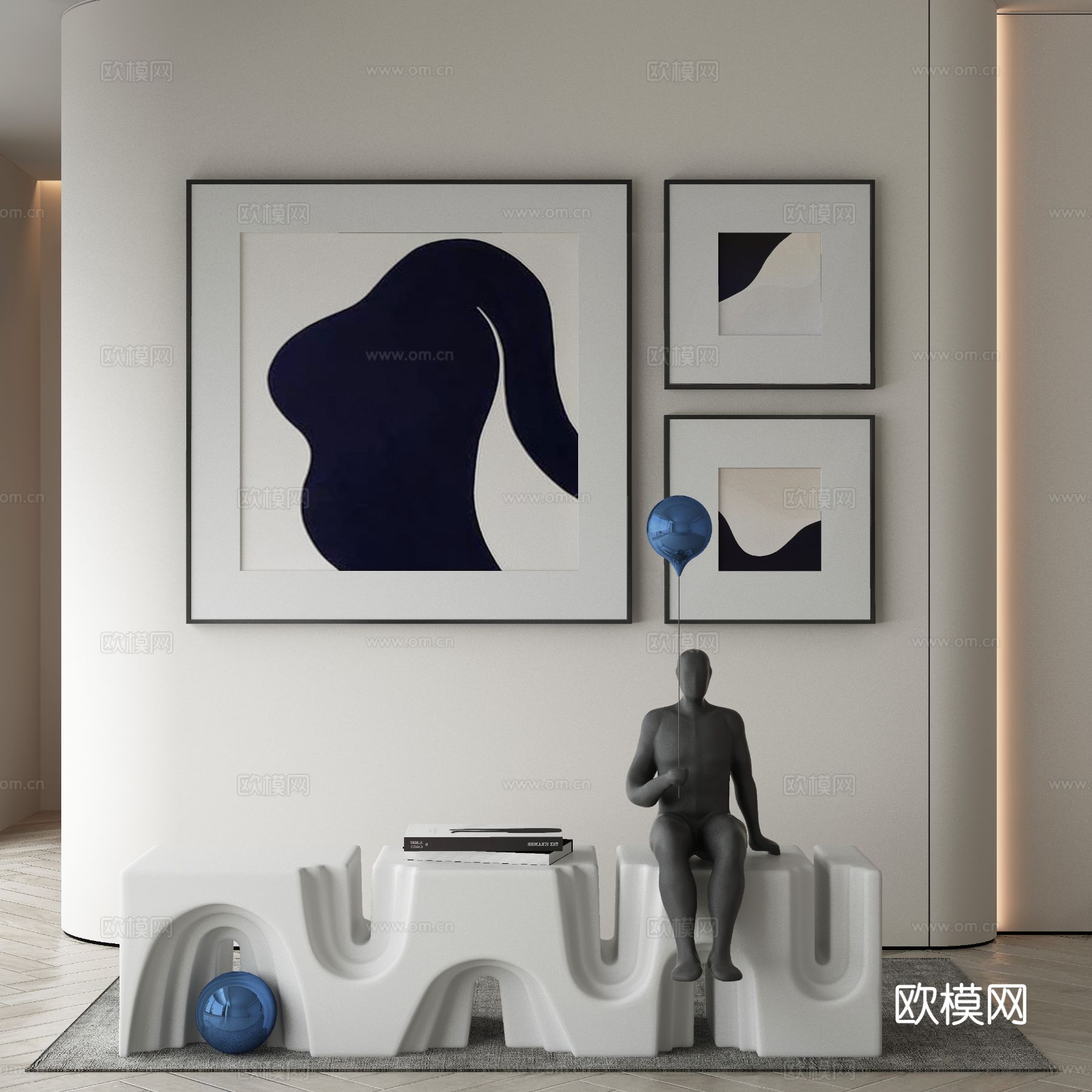 侘寂挂画 油画3d模型
