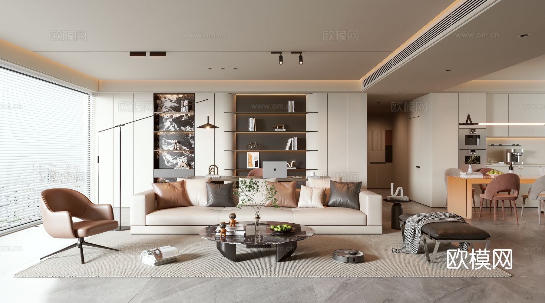 现代客餐厅3d模型下载