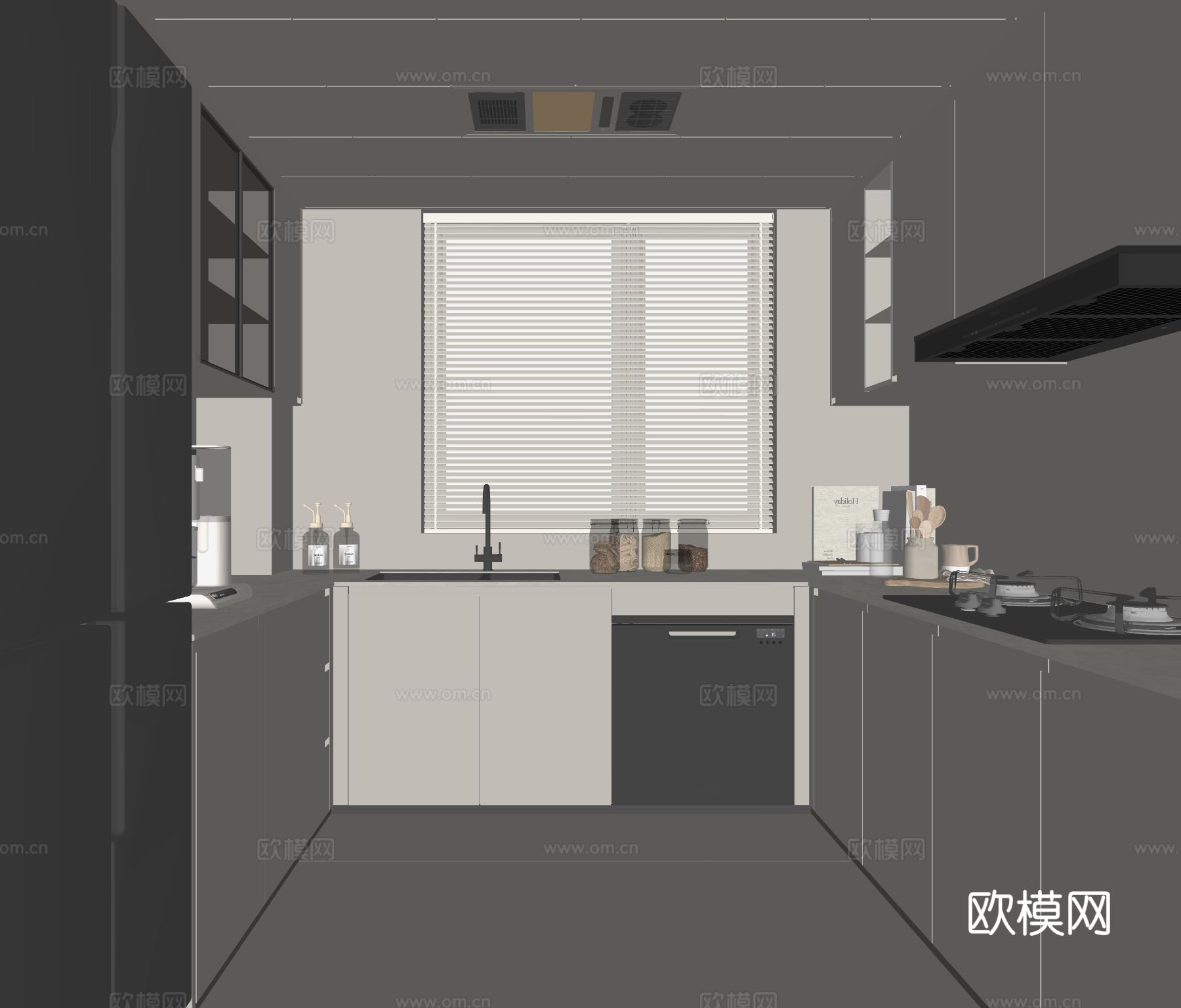 现代家居厨房su模型