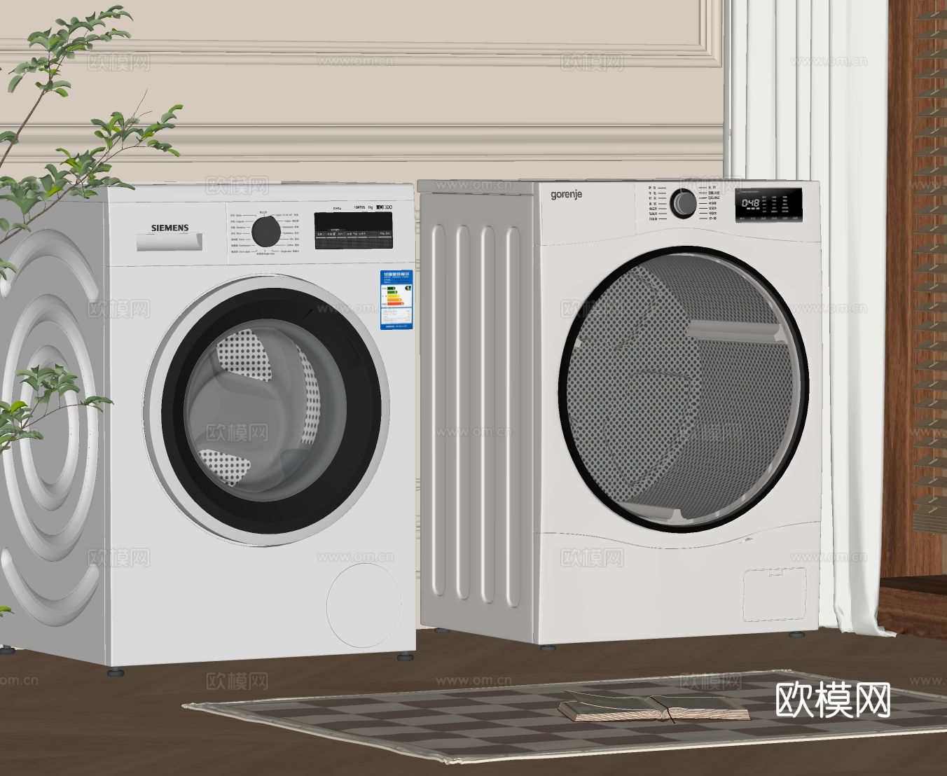 现代洗衣机su模型