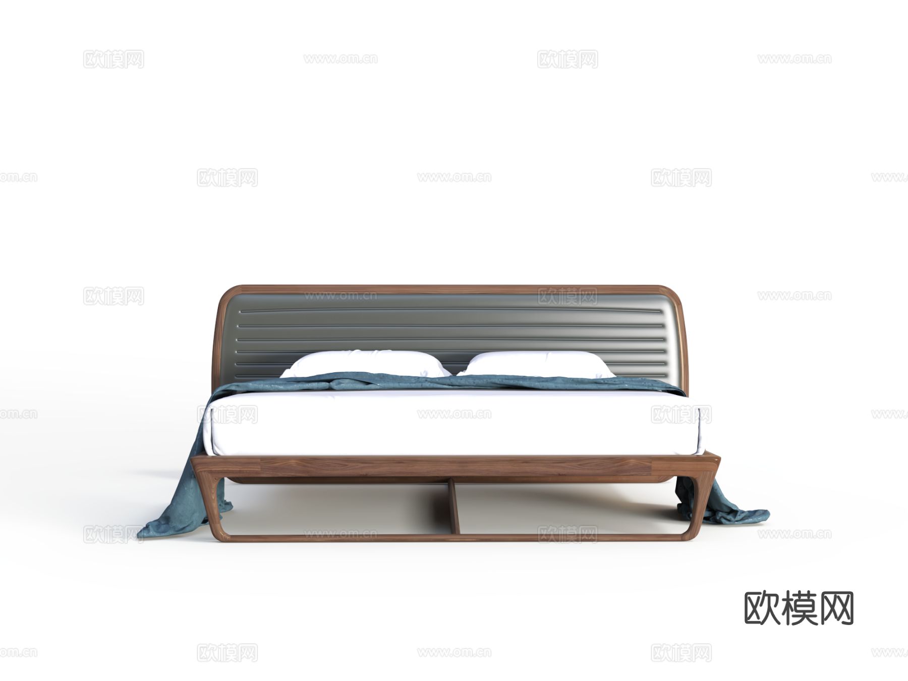 传世 BED-6104软包靠背 双人床3d模型