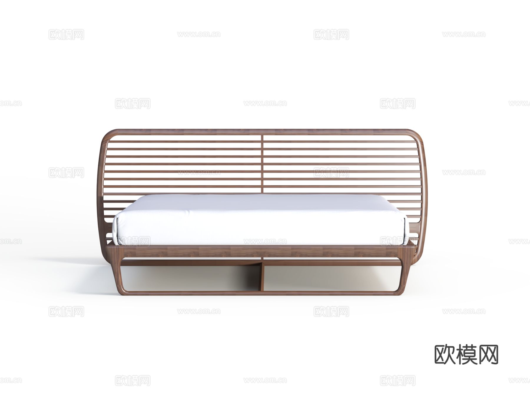 传世 BED-6104木靠背双人床3d模型