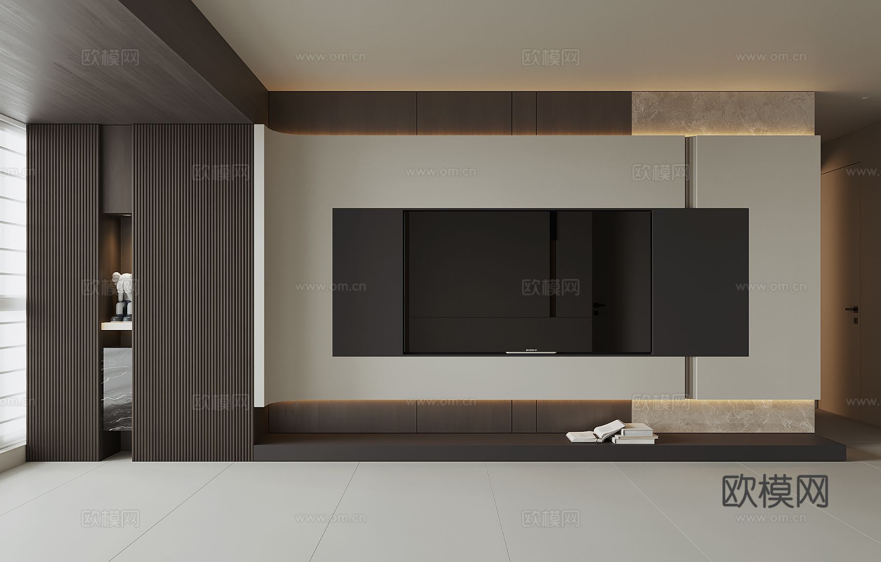 现代客厅电视背景墙3d模型