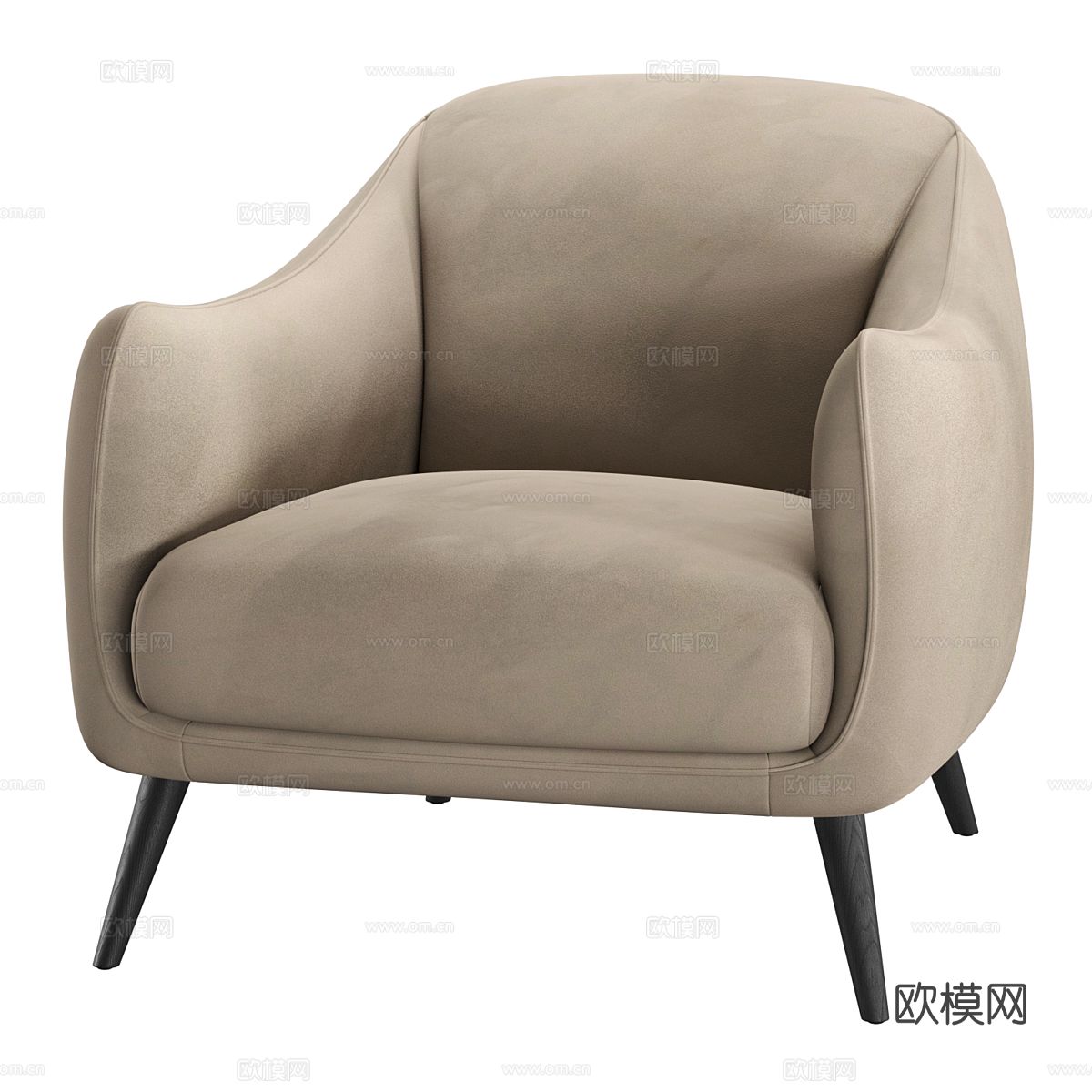 意式布艺扶手椅3d模型