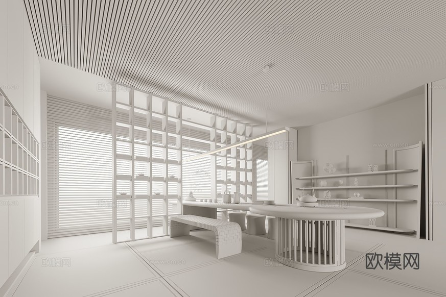 唐忠汉 东方美学榻榻米 茶室3d模型下载(渲染图2)
