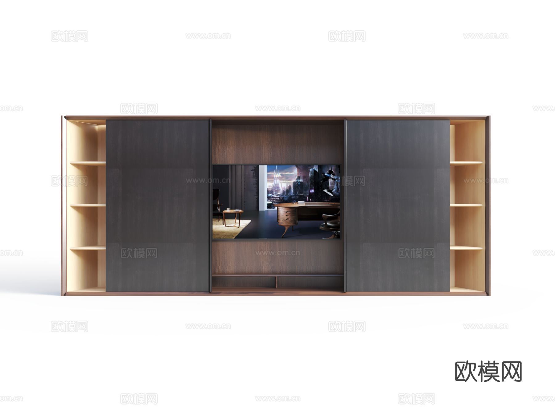传世 ZH-2330整墙电视柜3d模型下载