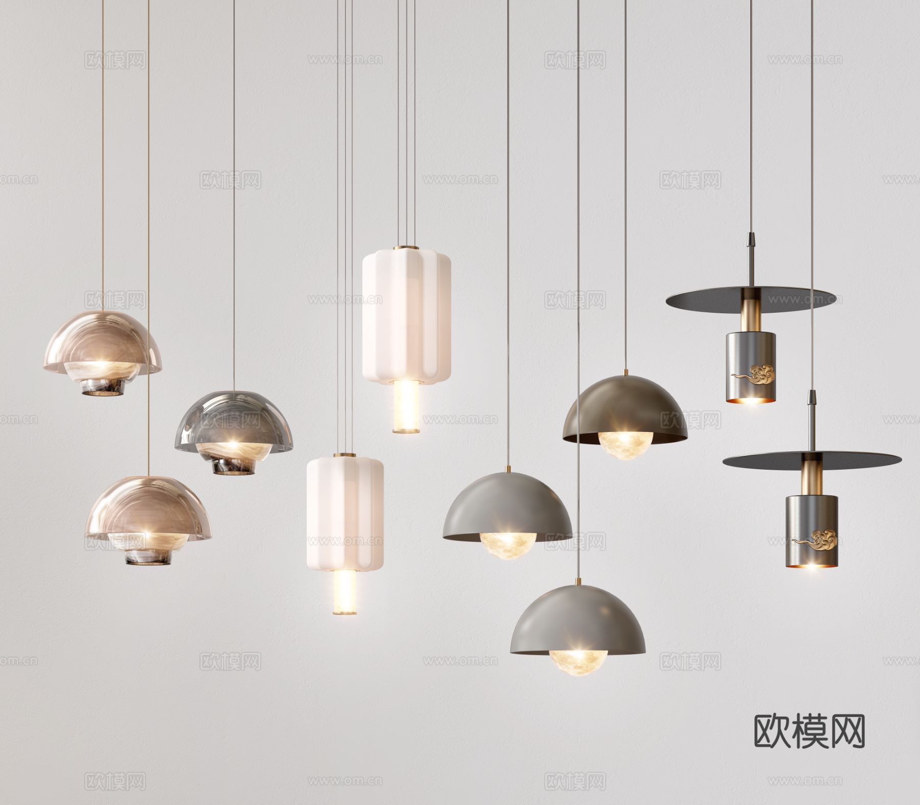 吧台吊灯 玻璃吊灯 金属吊灯 小吊灯  餐厅吊灯su模型
