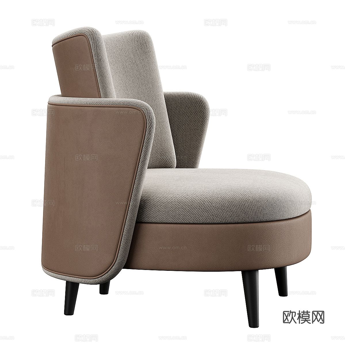 意式皮革布艺扶手椅3d模型