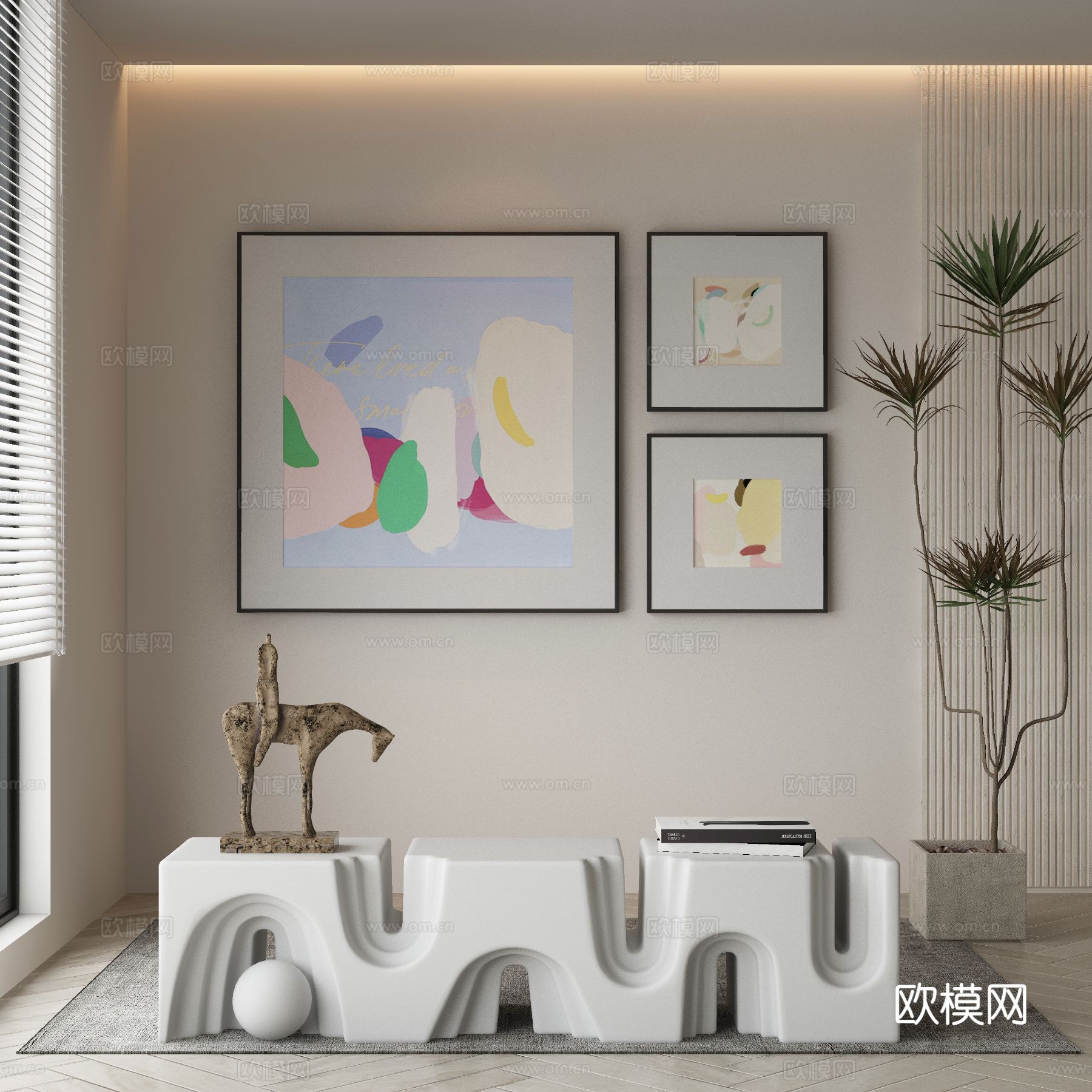 侘寂挂画 油画3d模型